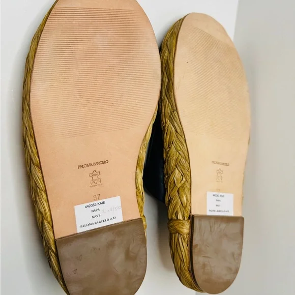 Paloma Barcelo Women’s Kaie Navy Napa Leather Slides. Size 37 EU/ 6.5 US - Picture 8 of 8